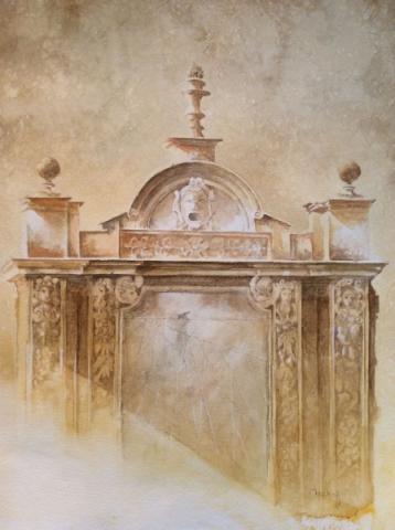 Sergio Macchioli - Villa Borghese - la Meridiana, acquerello su carta, cm 51x39, 2019